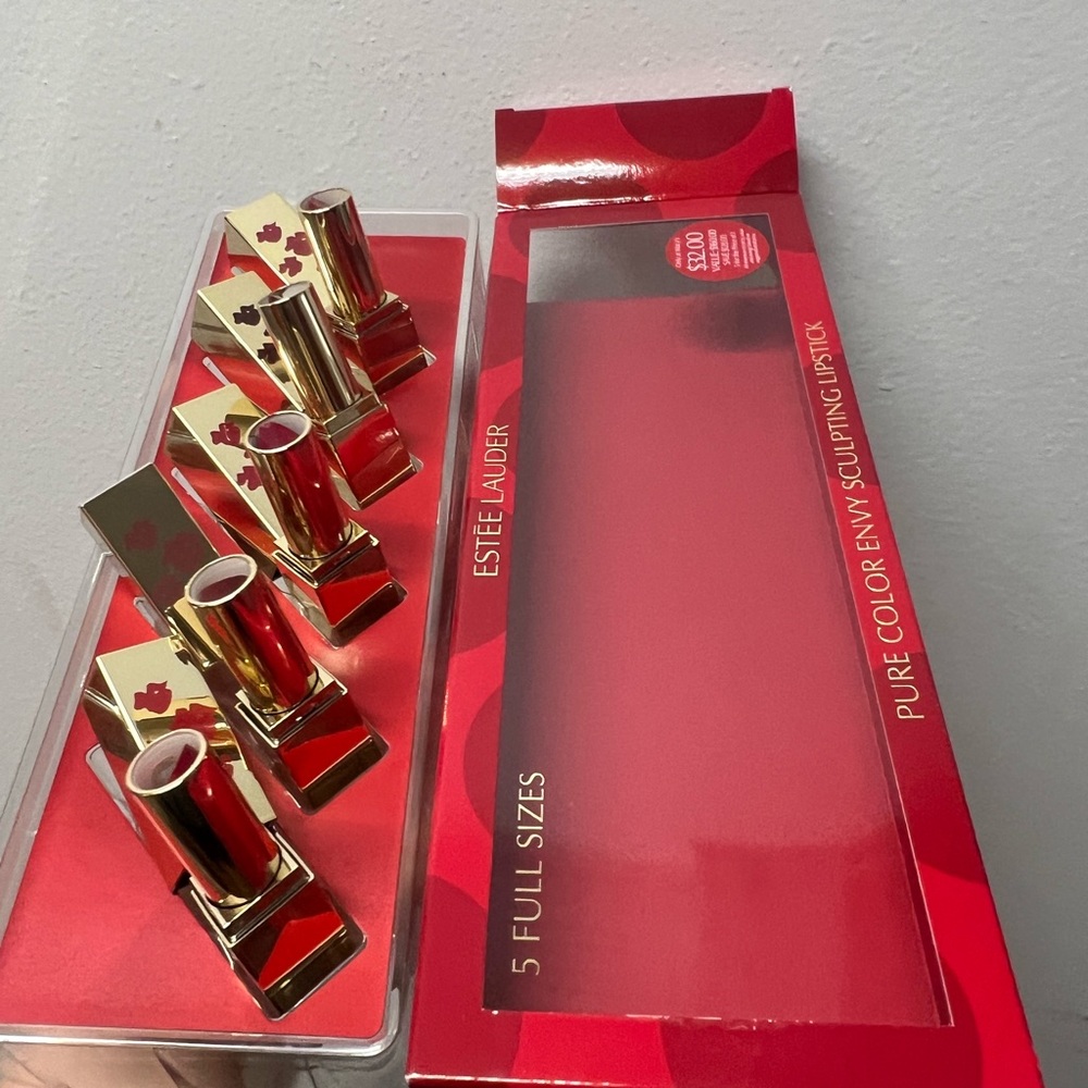 Estee Lauder Full Size Pure Color Envy Sculpting Lipstick 5 Pc Set NIB BAD box